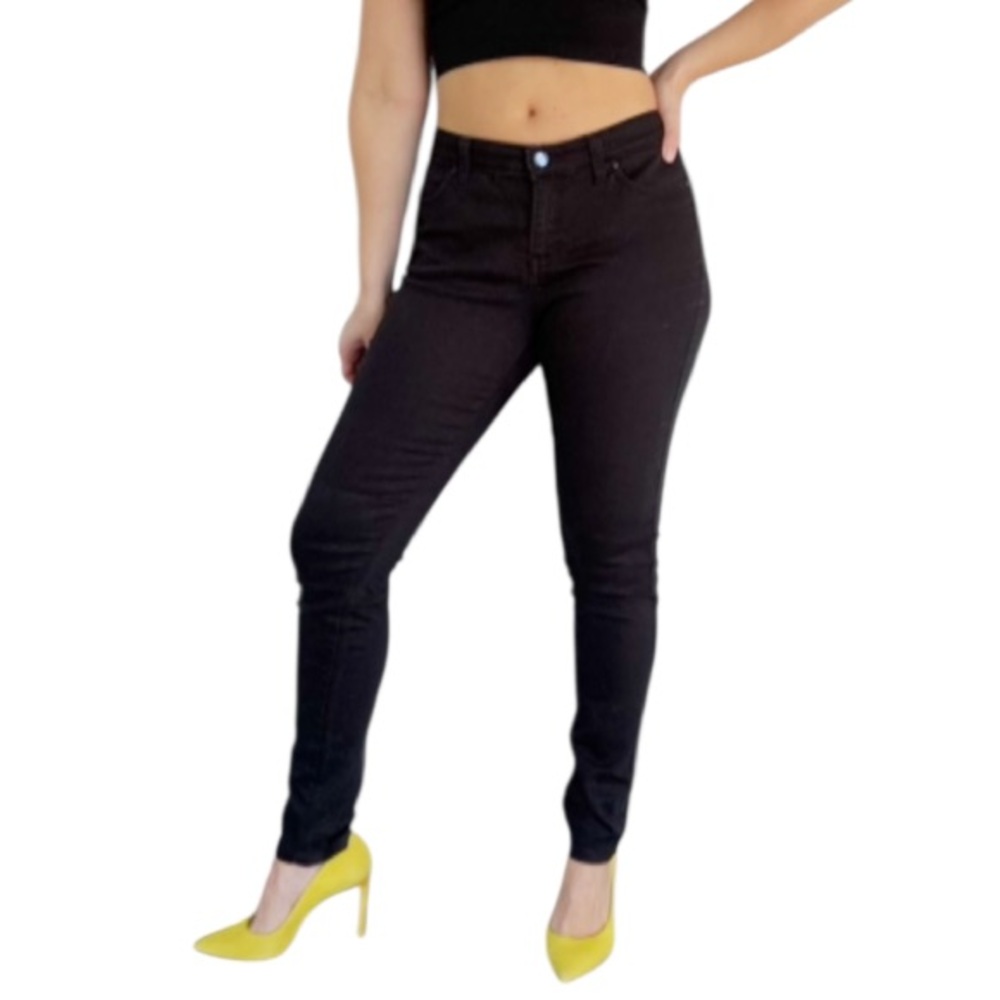 Jennifer Lopez black mid rise cotton stretch skinny jeans size 8